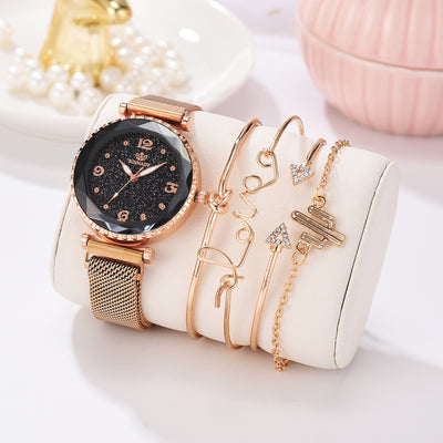 Women Watches Starry Sky Magnet Buckle Fashion Bracelet Wristwatch Roman Numeral Simple Clock Gift - Ashar Store
