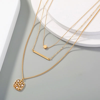 Fashion multi-layer gold necklace personality multi-layer Geometric Pineapple Pendant Jewelry woman - Ashar Store