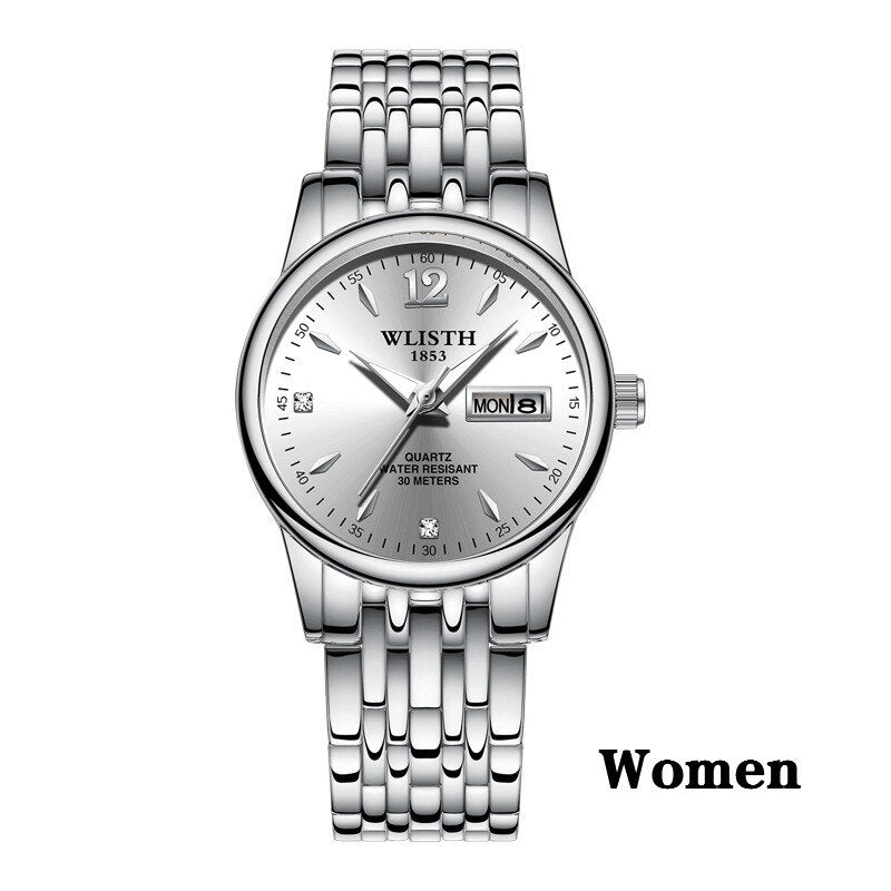 Women Dress Watch Rose Gold Stainless Steel WLISTH Brand Fashion Ladies Wristwatch Week Date Quartz Clock Female Luxury Watches - Ashar Store